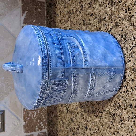 Vintage 1977 Sittre Ceramic Jean/Denim Large Canister Country Cottage Core - Picture 4 of 12